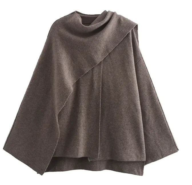 Asymmetrical Scarf Design Short Coat