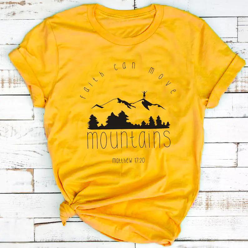 Unisex Cotton Summer Tees with Faith & Mountains Design