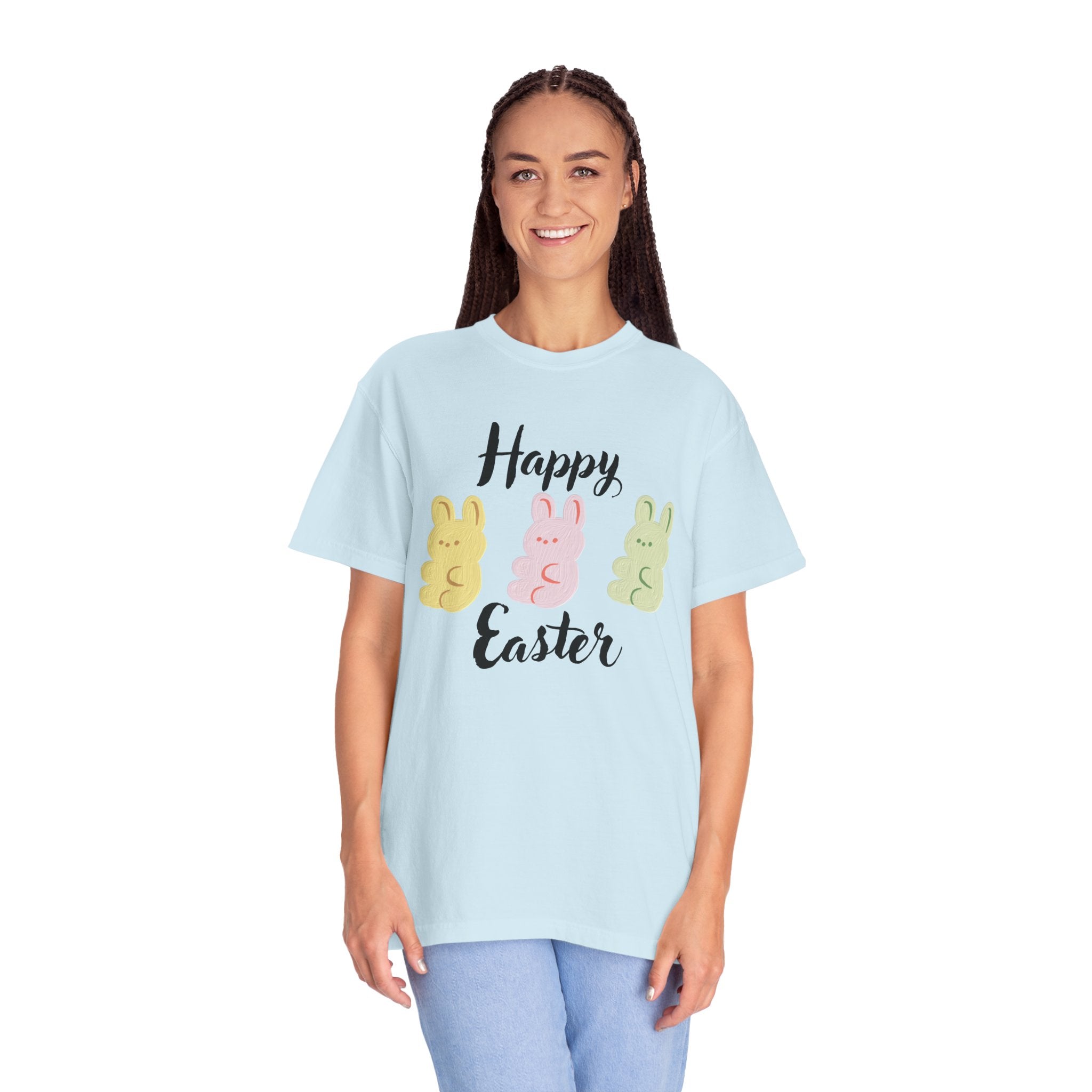 Happy Easter T-Shirt — 3 Pastel Bunny Peeps Spring Holiday Tee