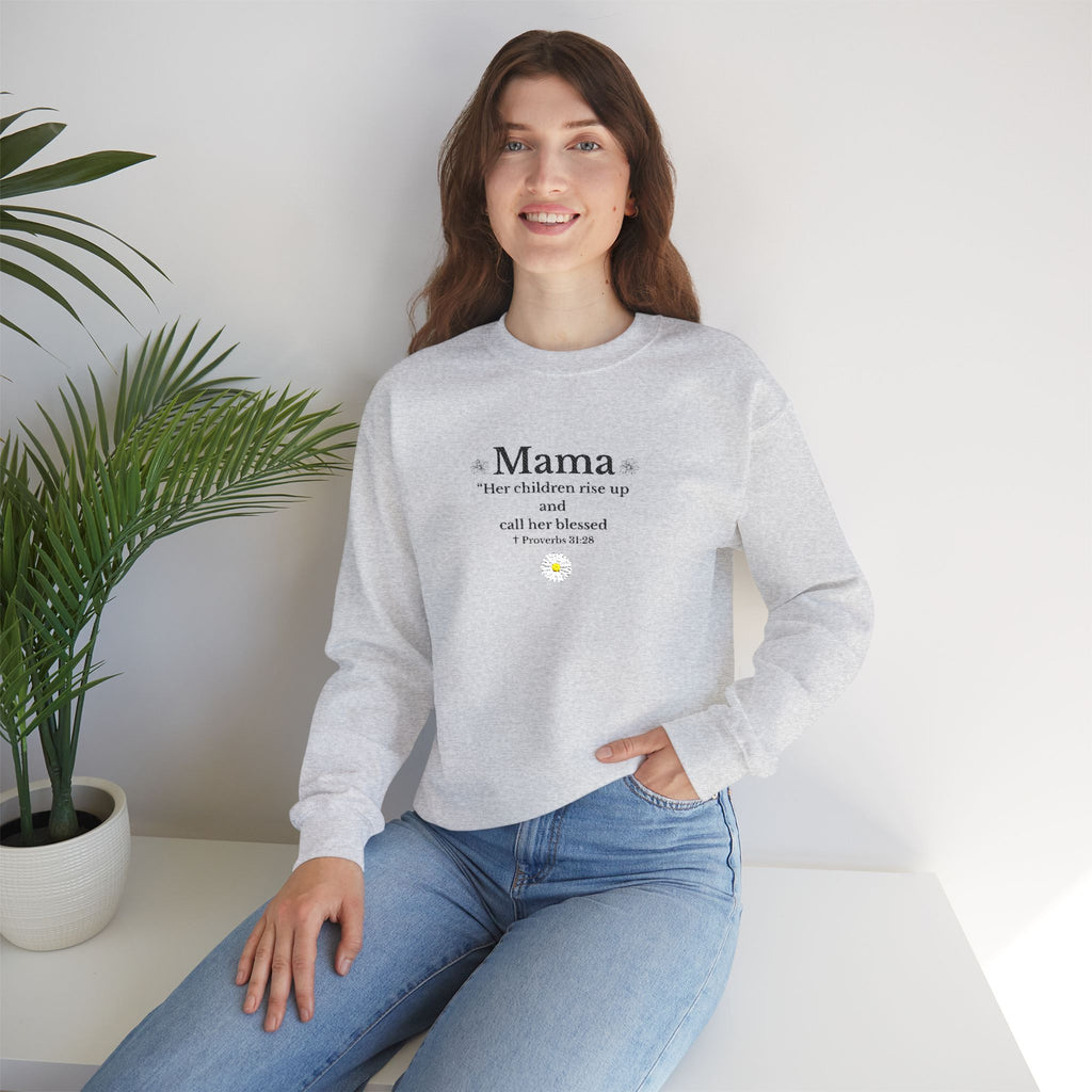 Mama Sunshine Crewneck Sweatshirt — "Mama the sunshine in my soul" Cozy Mom Gift - Embroidered