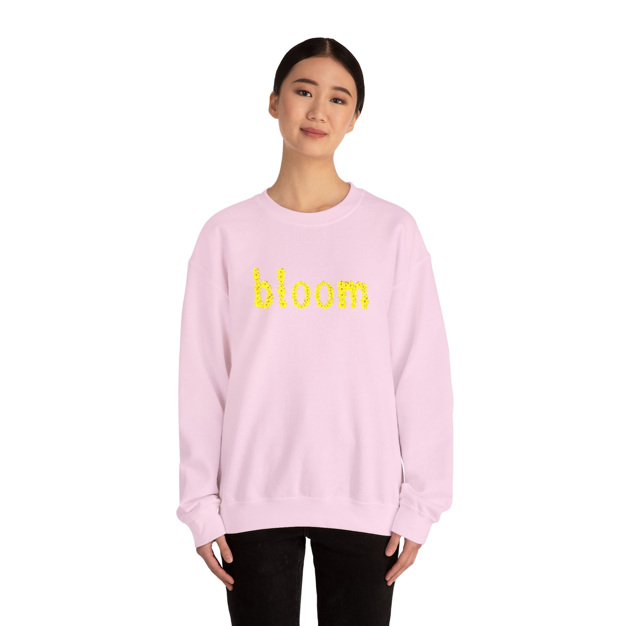 Embroidered Bloom Floral Crewneck Sweatshirt — Yellow Daisy “bloom” Design