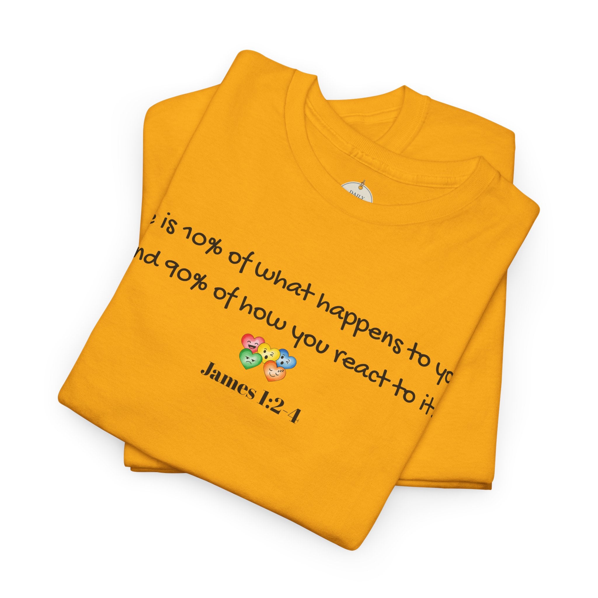 Bible Verse T‑Shirt – "Life is 10% of what happens to you" James 1:2-1 Inspirational Tee