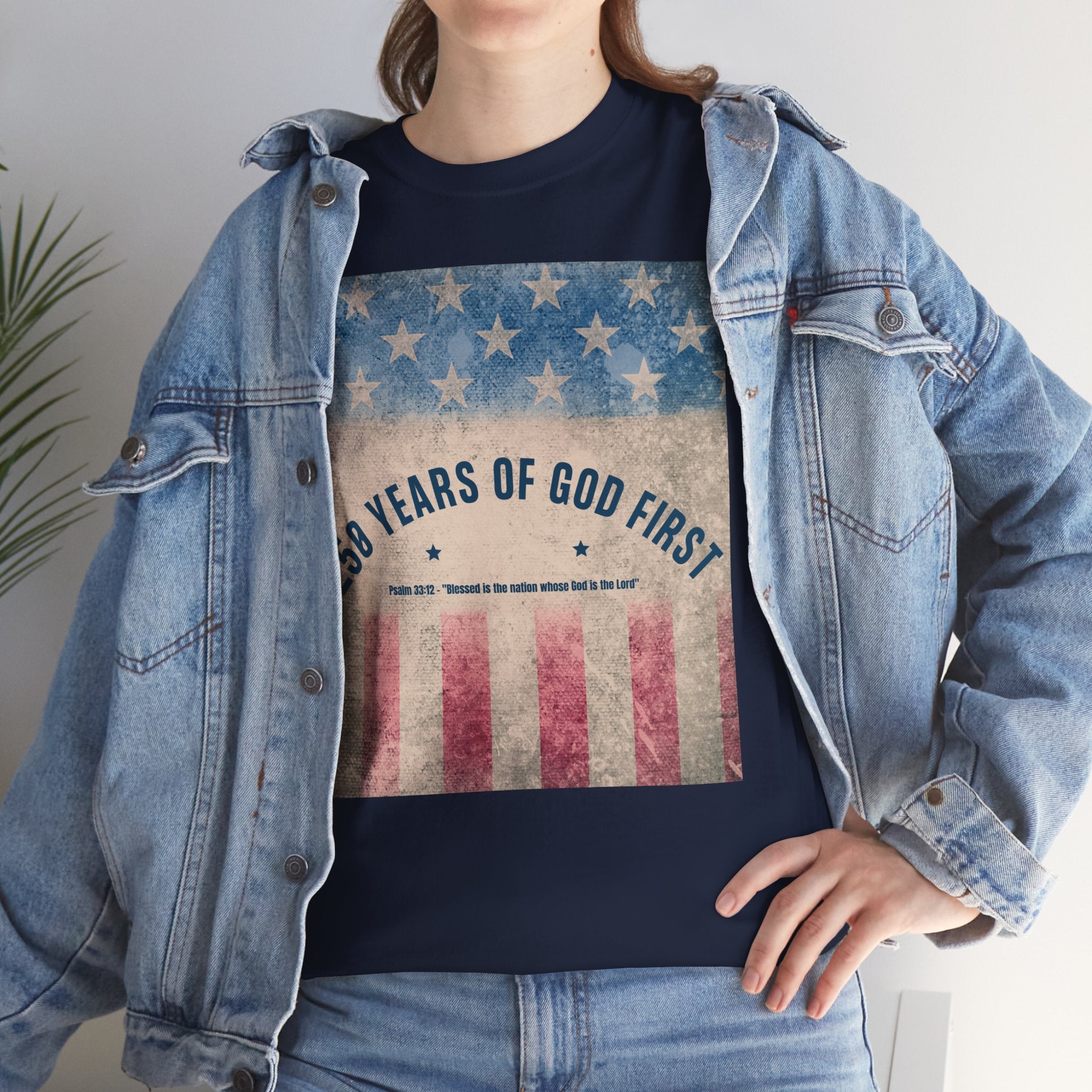 God First 250 Years Vintage American Flag  and Patriotic T-Shirt