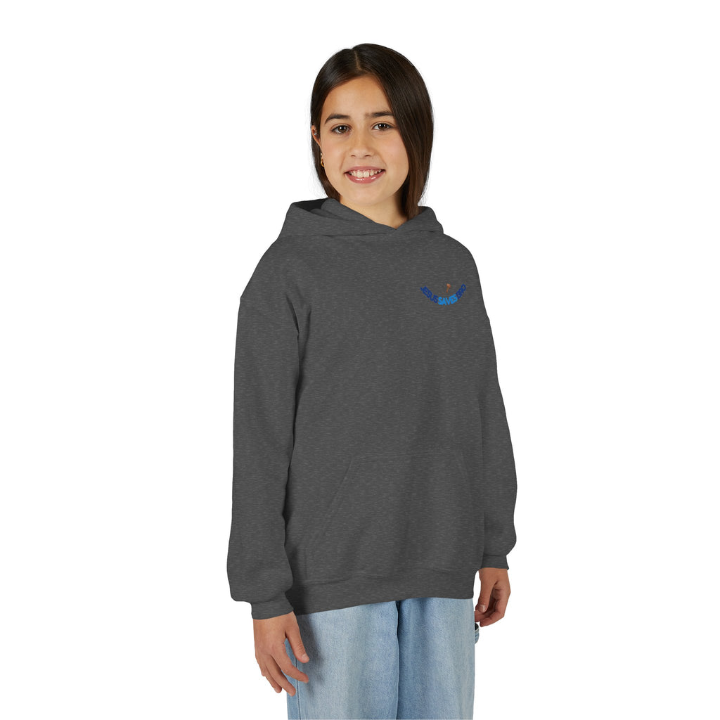 Youth Hoodie — "Jesus Saves Bro" Christian Graphic Pullover