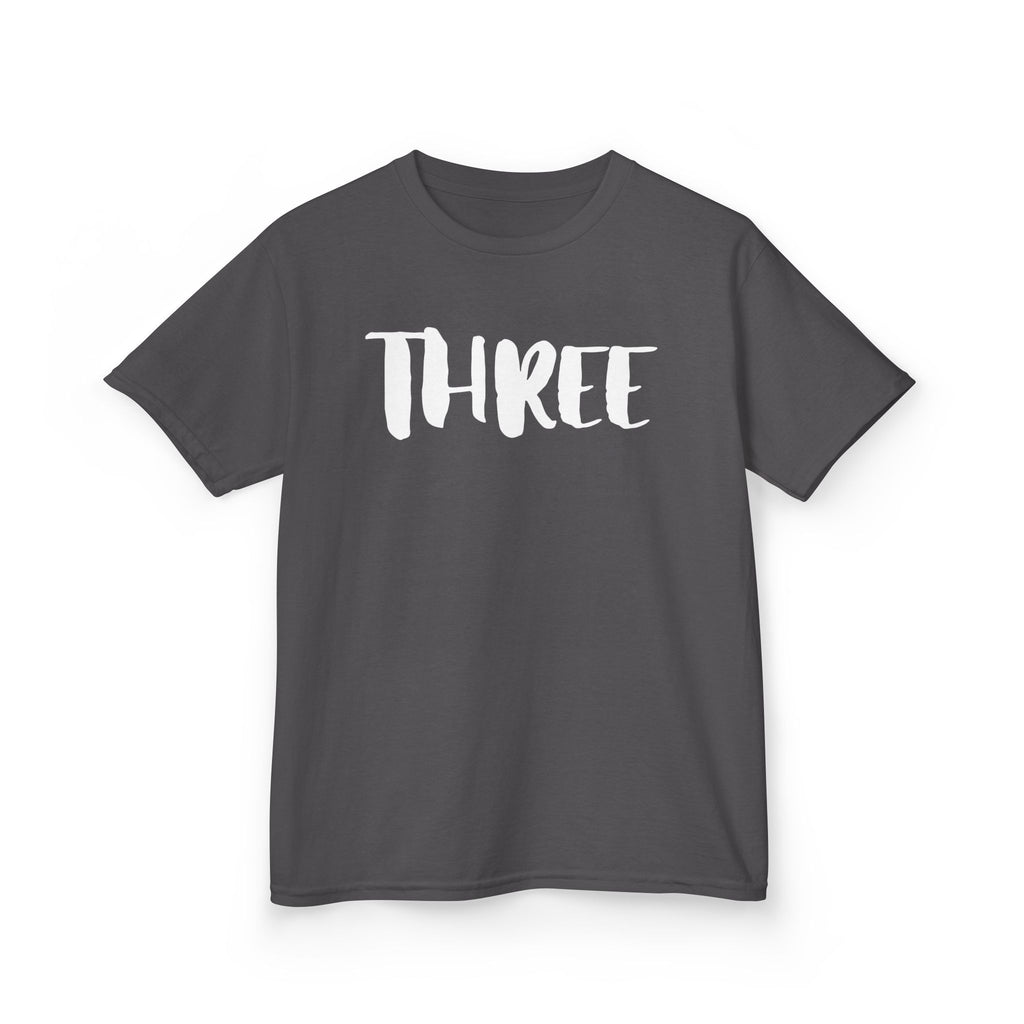 Kids Tee — "Three" Birthday Shirt, 3rd Birthday Toddler T‑Shirt