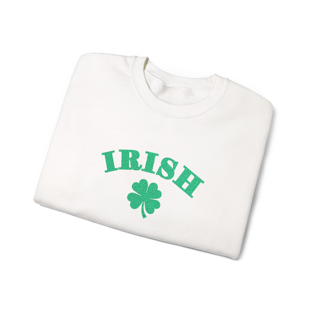 Embroidered Irish with Shamrock Crewneck Sweatshirt - Wrist Shamrock
