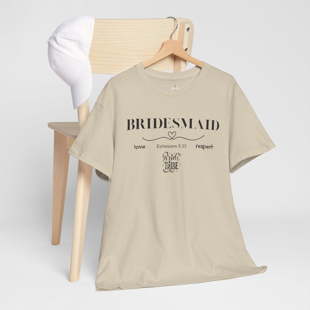 Bridesmaid T-Shirt — Elegant Script Bridal Party Tee (‘Bridesmaid’ with Heart) - Christian