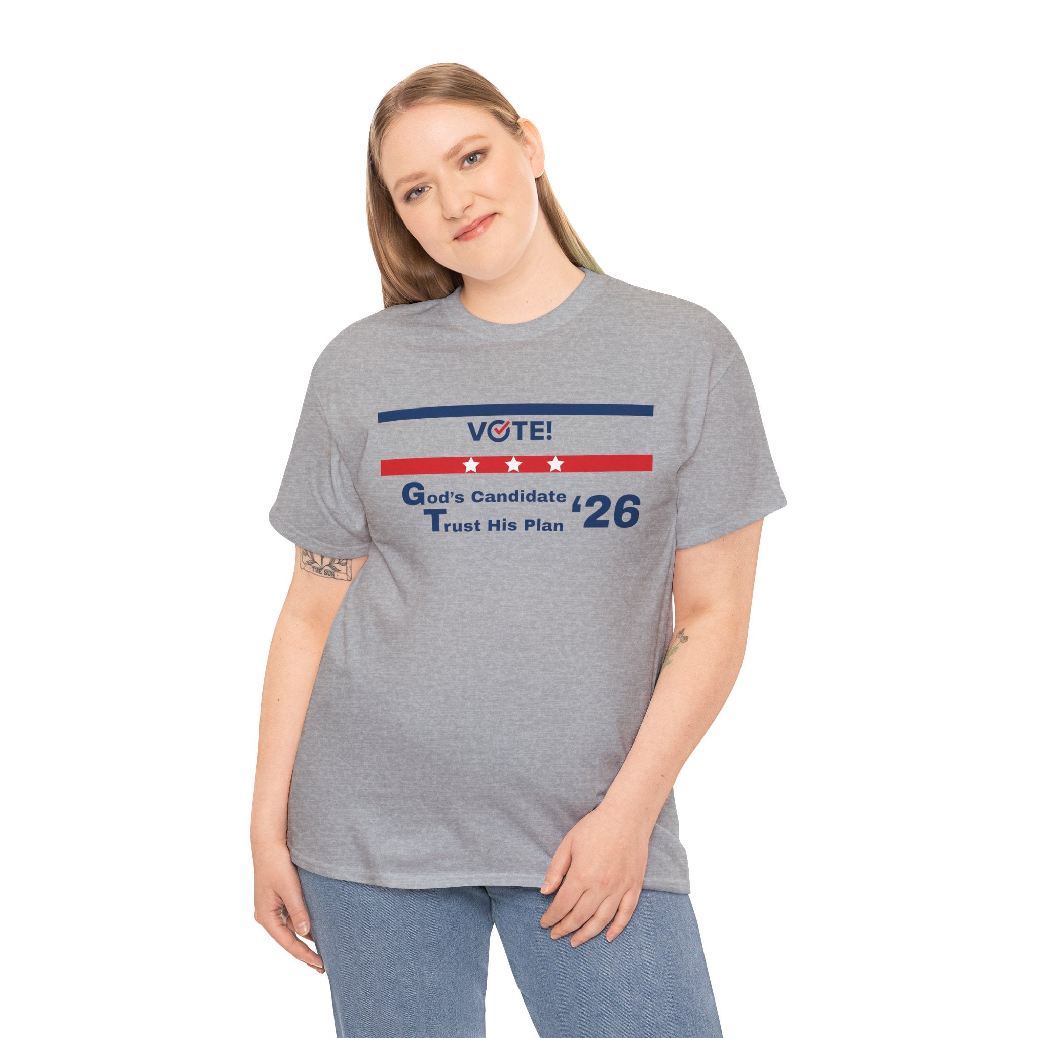 Political Vote '26 T‑Shirt — "God's Candidate Trust His Plan" Patriotic Tee
