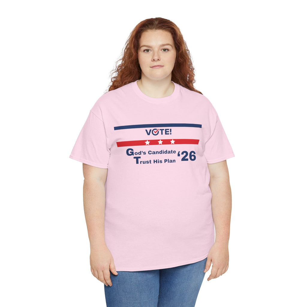 Political Vote '26 T‑Shirt — "God's Candidate Trust His Plan" Patriotic Tee