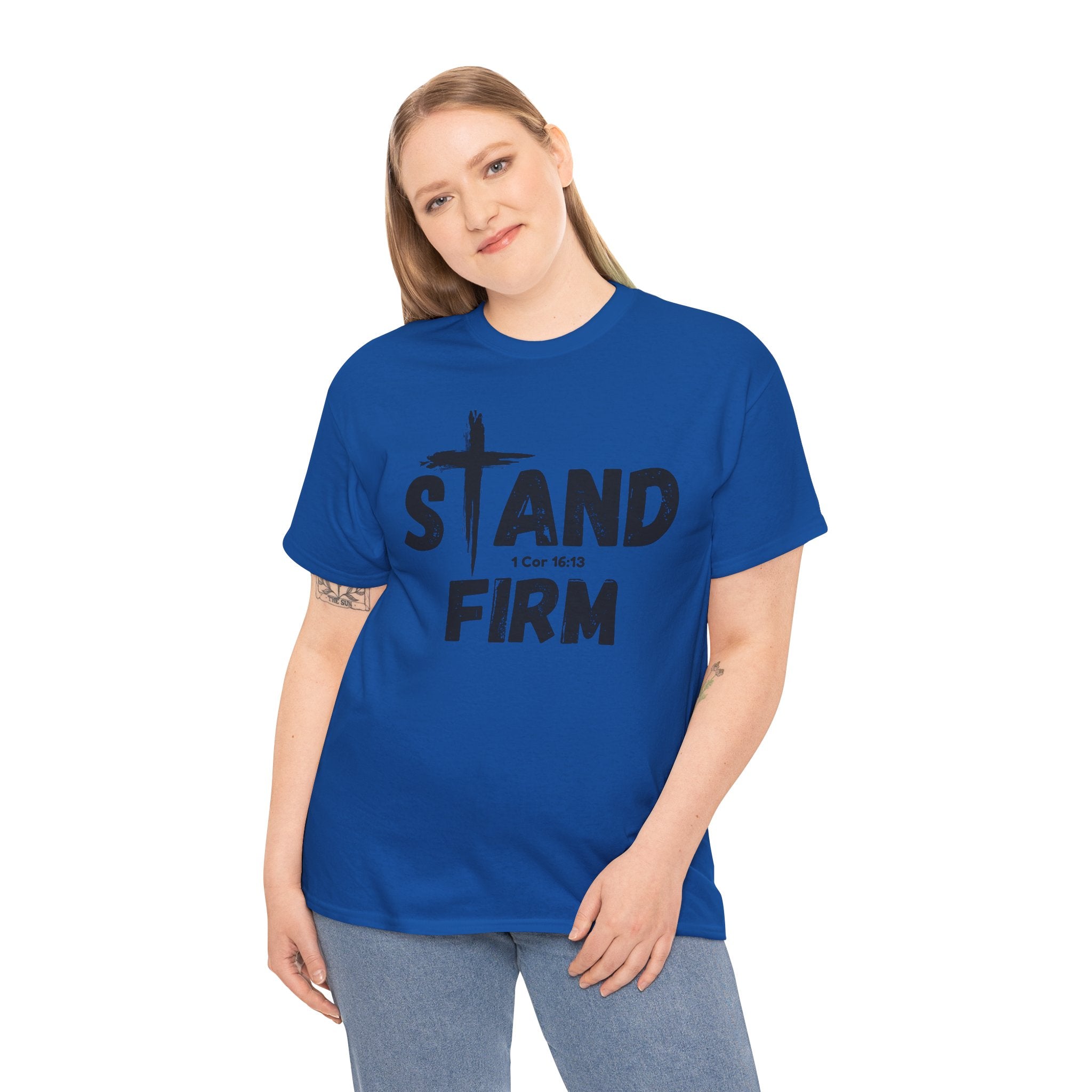 Stand Firm T-Shirt — Christian Faith Tee with Cross & 1 Cor 16:13 Inspirational Design