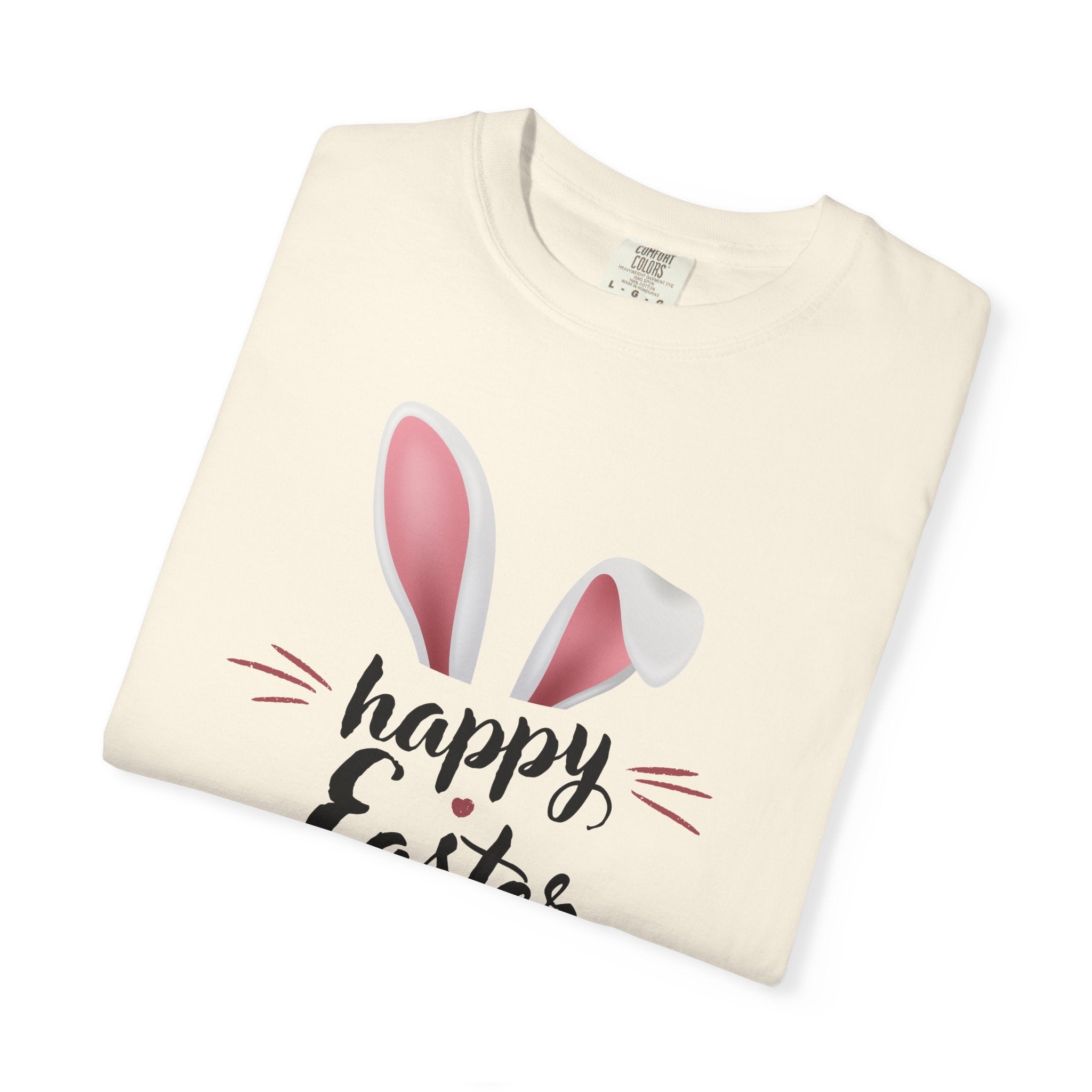 Easter Bunny Tee — "Happy Easter" Bunny Ears & Paws Graphic T-Shirt (Comfort Colors)