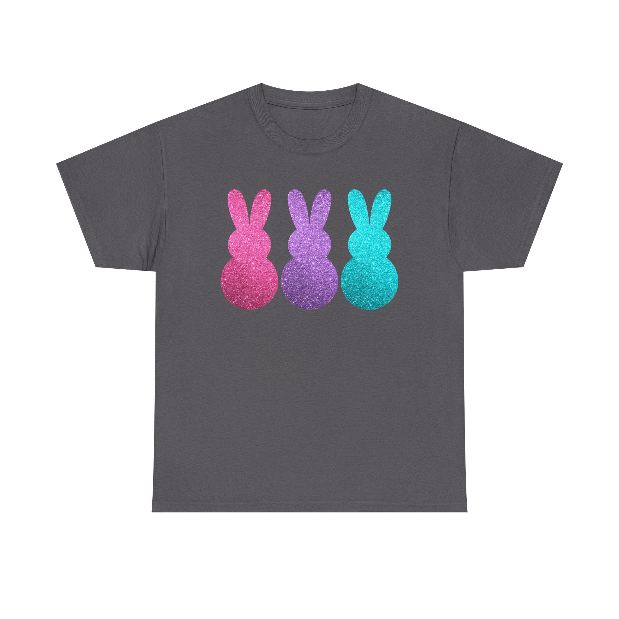 Glitter Pastel Bunny Trio Tee | Easter Rabbit Silhouette Shirt