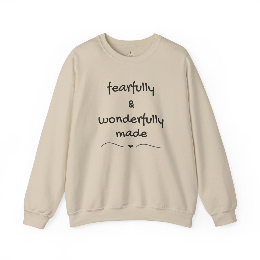Faith-Based Crewneck Sweatshirt — "Fearfully & Wonderfully Made" Inspirational Pullover