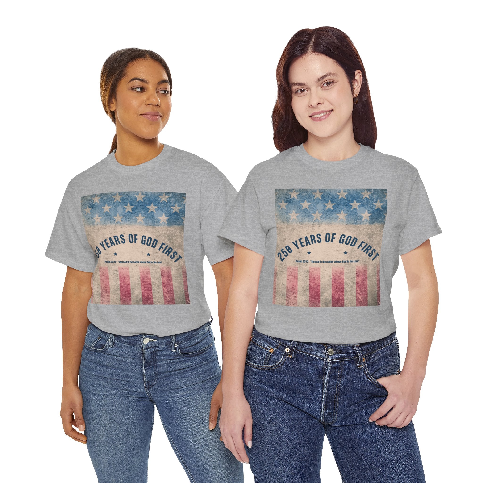 God First 250 Years Vintage American Flag  and Patriotic T-Shirt