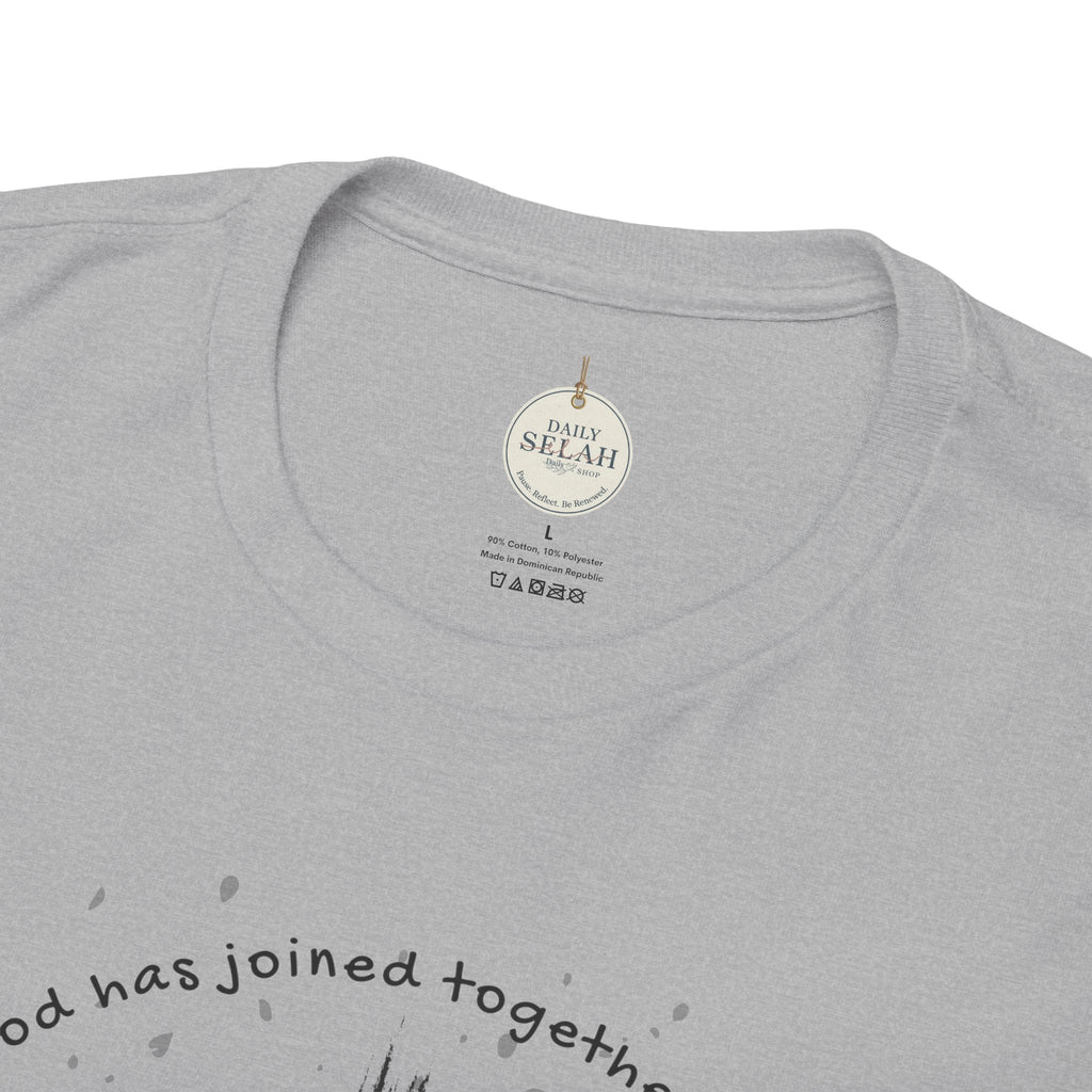 Groom Cross Tee — Christian Wedding Groom T-Shirt (Scripture Verse Design) - Christian - Matthew 19:6