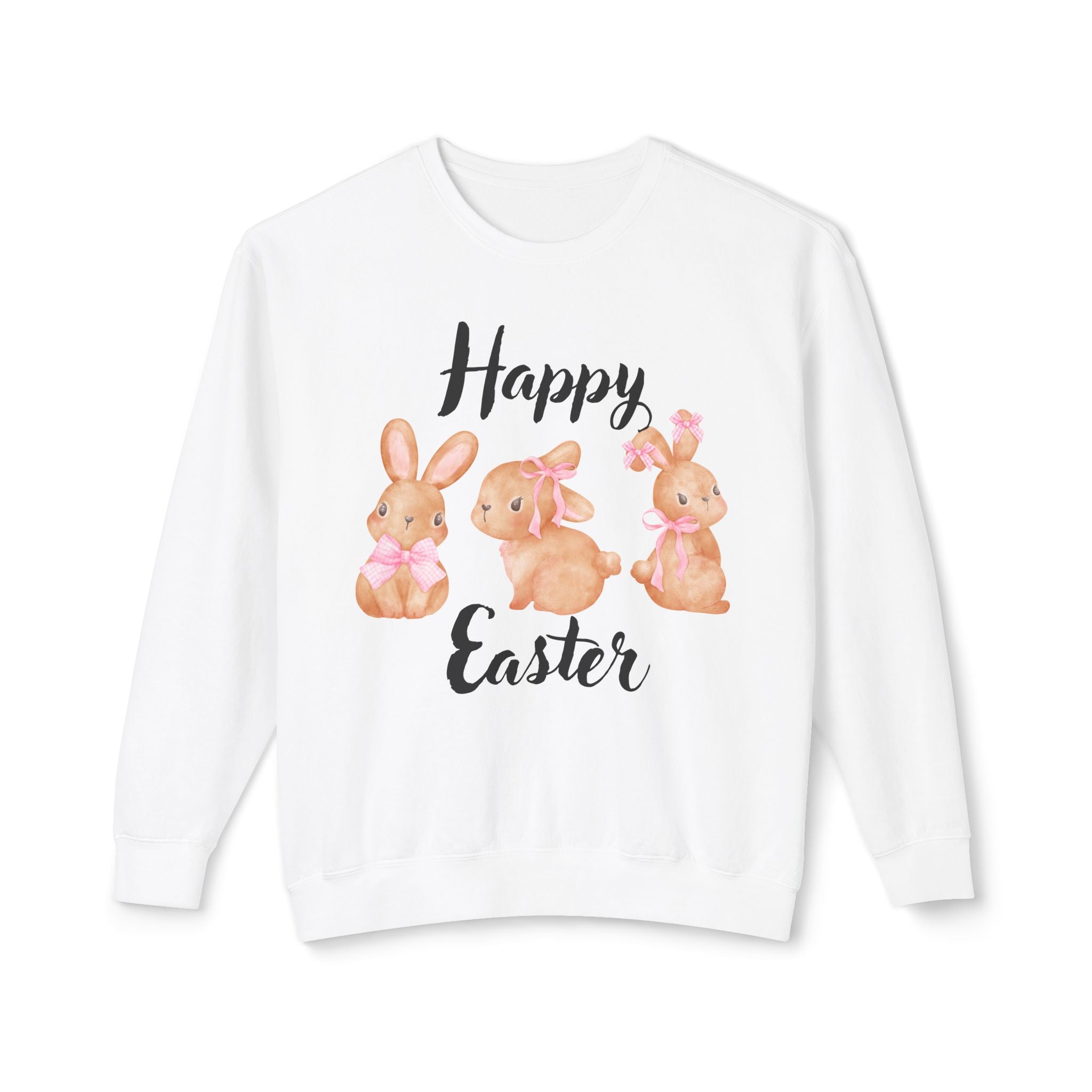 Comfort Colors - Easter Bunny Crewneck Sweatshirt – "Happy Easter" Pastel Bunny Design