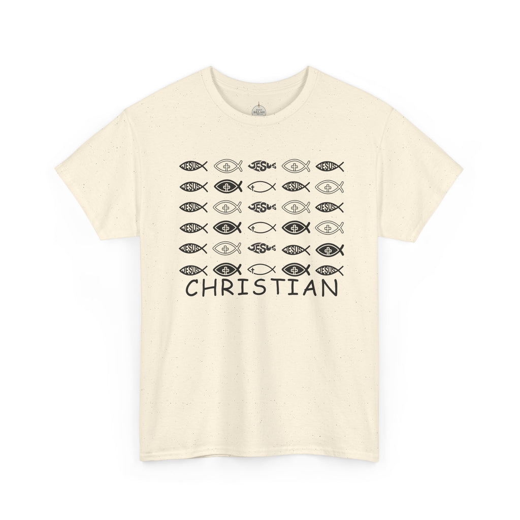 Christian Fish Pattern T‑Shirt — Ichthys Faith Tee - JESUS FISH