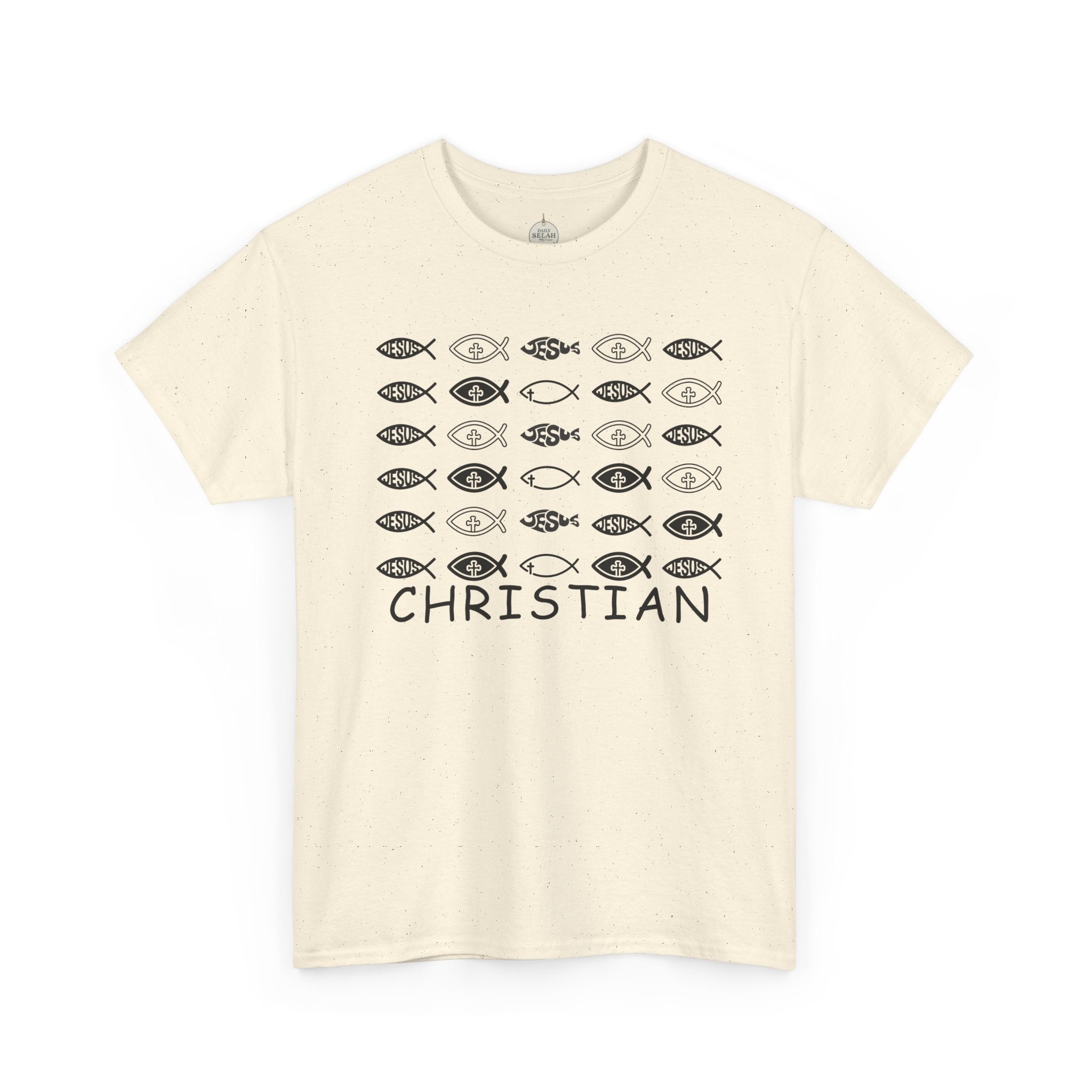 Christian Fish Pattern T‑Shirt — Ichthys Faith Tee - JESUS FISH