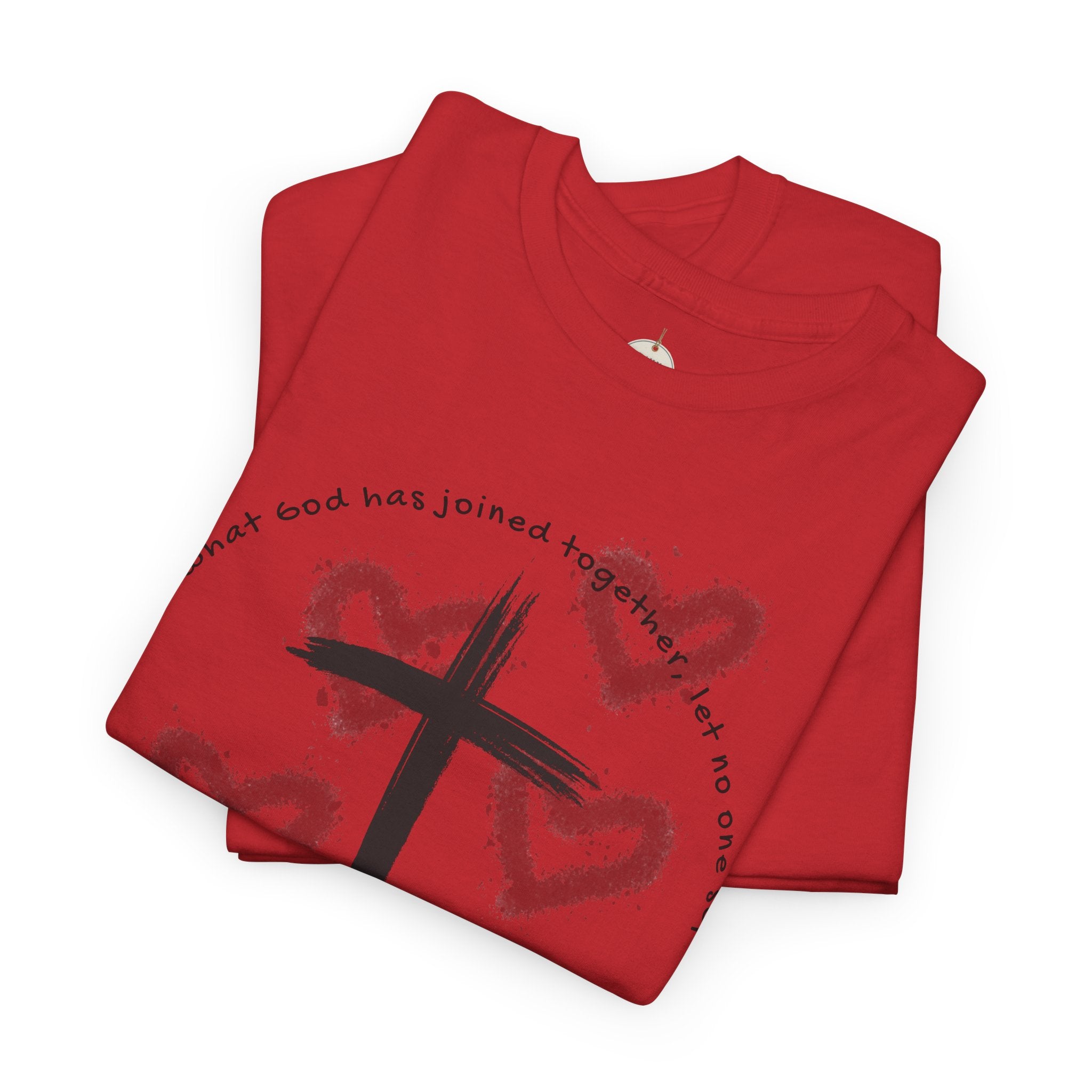 Bride T-Shirt — Christian Cross & Hearts Bridal Faith Tee - Christian - Matthew 19:6