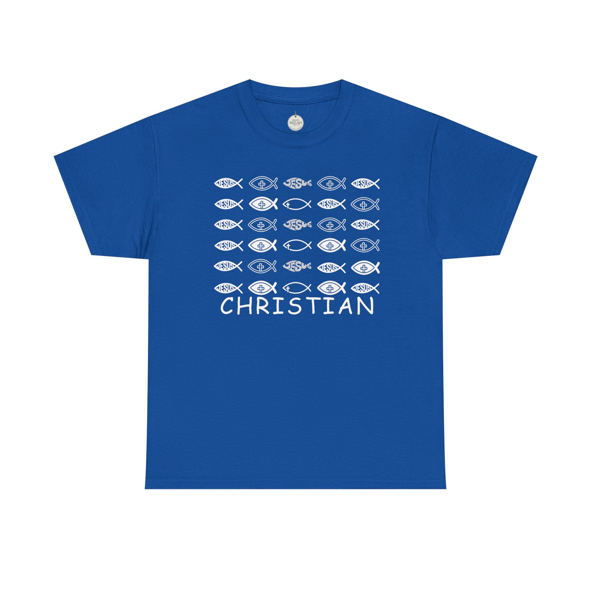 Christian Fish Pattern T‑Shirt — Ichthys Faith Tee - JESUS FISH