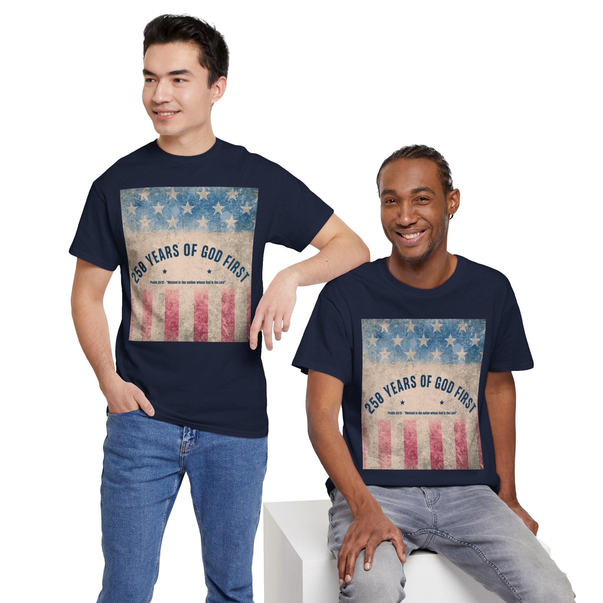 God First 250 Years Vintage American Flag  and Patriotic T-Shirt