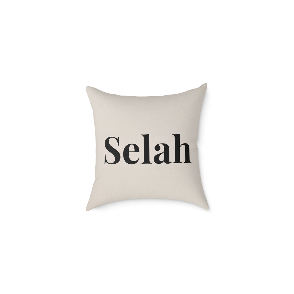 Selah Decorative Pillow - Minimalist Faith Inspired Square Canvas Accent Cushion