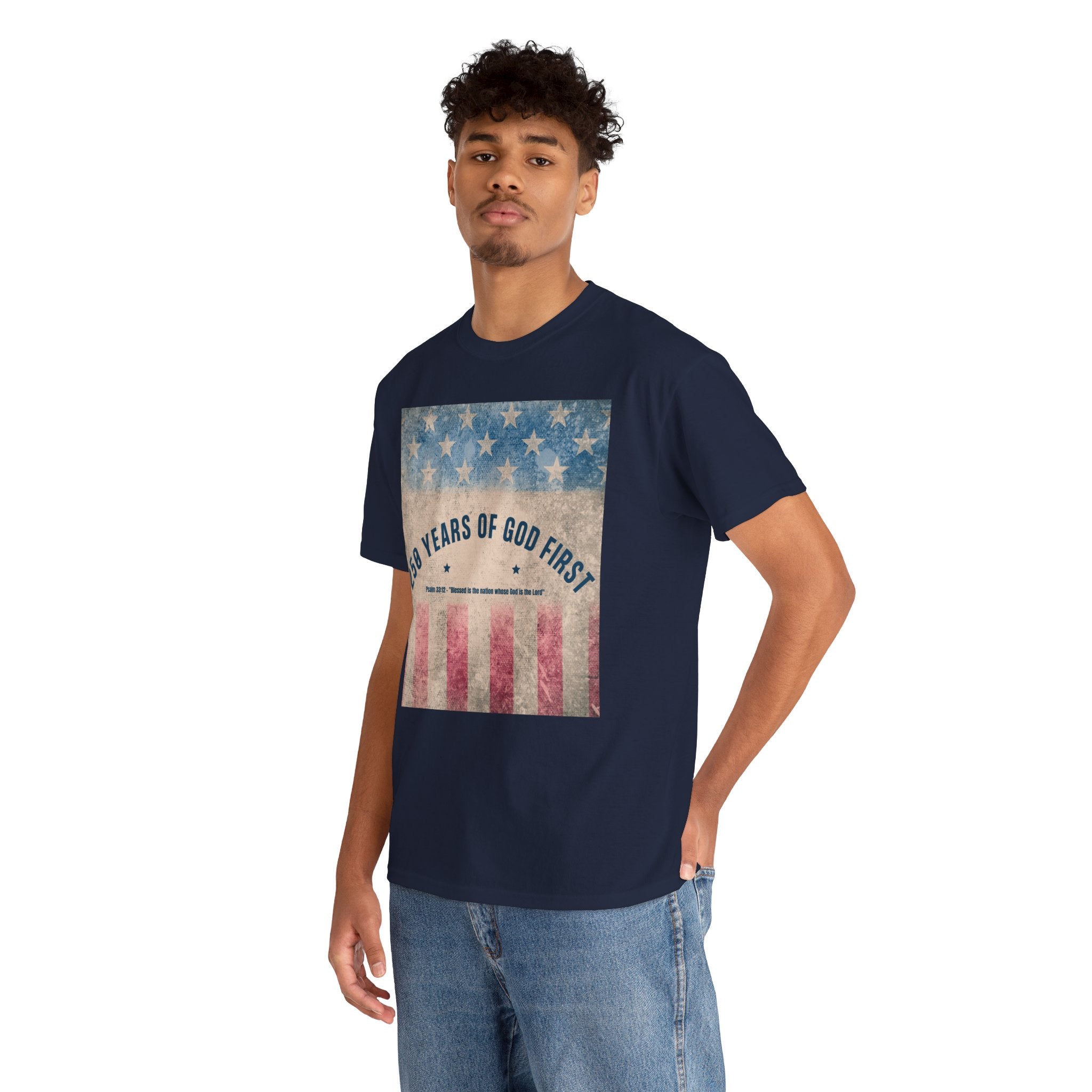 God First 250 Years Vintage American Flag  and Patriotic T-Shirt