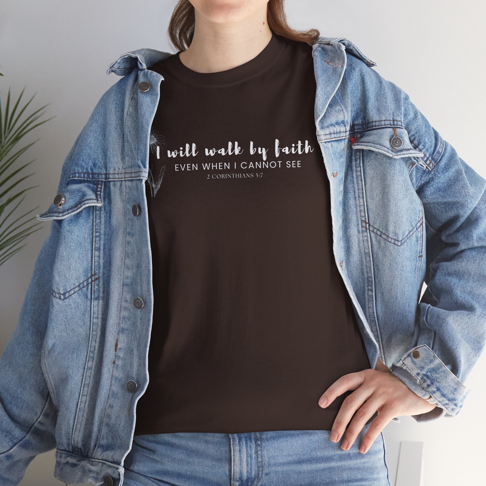 Faith Graphic Tee — "I Will Walk by Faith" Minimal Christian T-Shirt