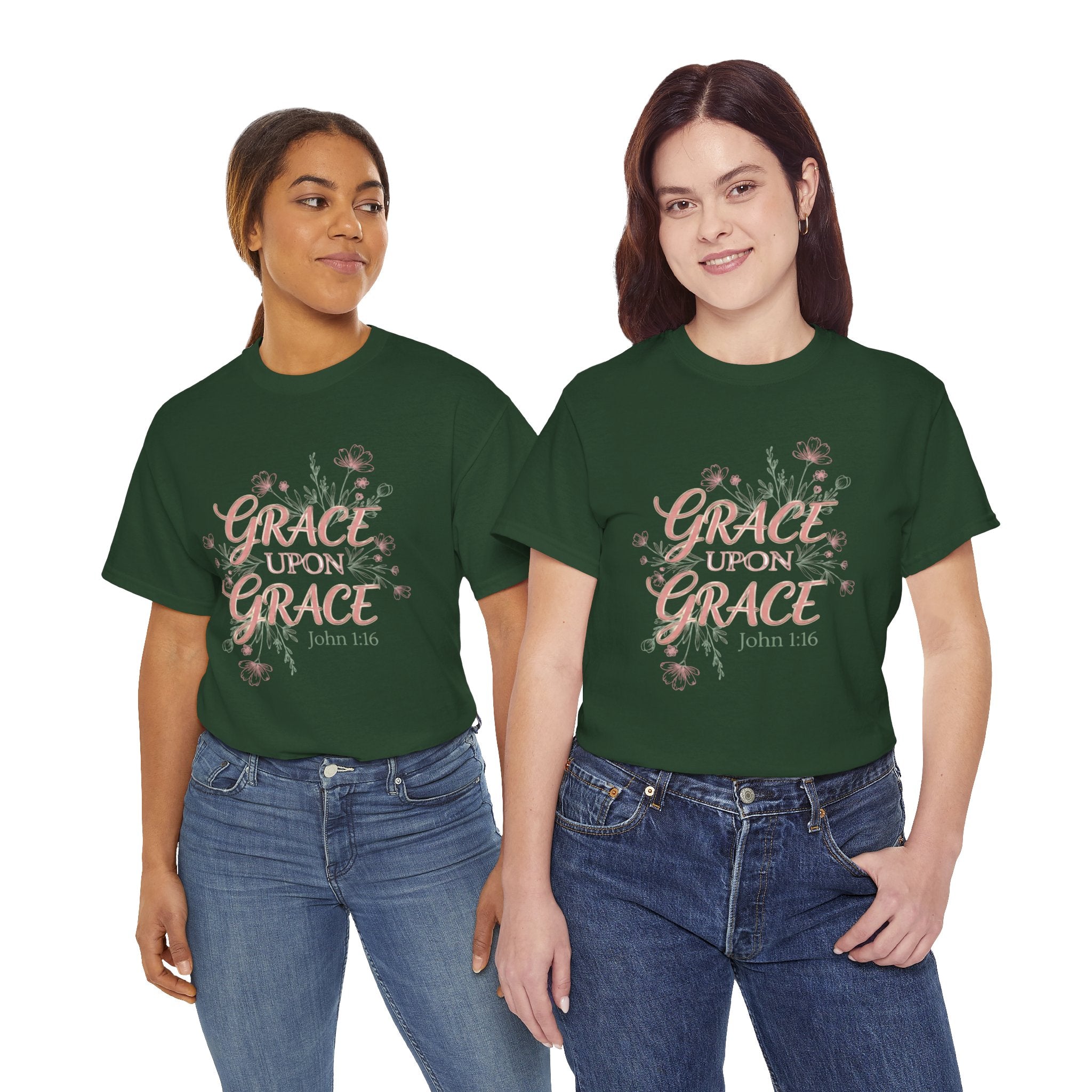 Grace Upon Grace Tee — John 1:16 Floral Christian T-Shirt