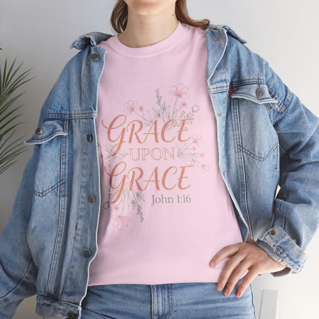 Grace Upon Grace Tee — John 1:16 Floral Christian T-Shirt