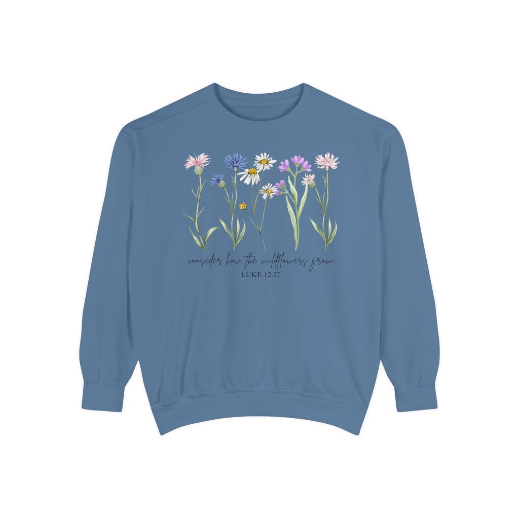 Floral Wildflower Sweatshirt — "comfort lies in allowing yourself to grow"