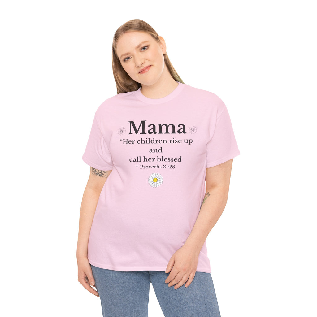 Mama Proverbs 31:28 T‑Shirt — 'Her children rise up and call her blessed' Floral Mom Tee - Mother's Day Gift