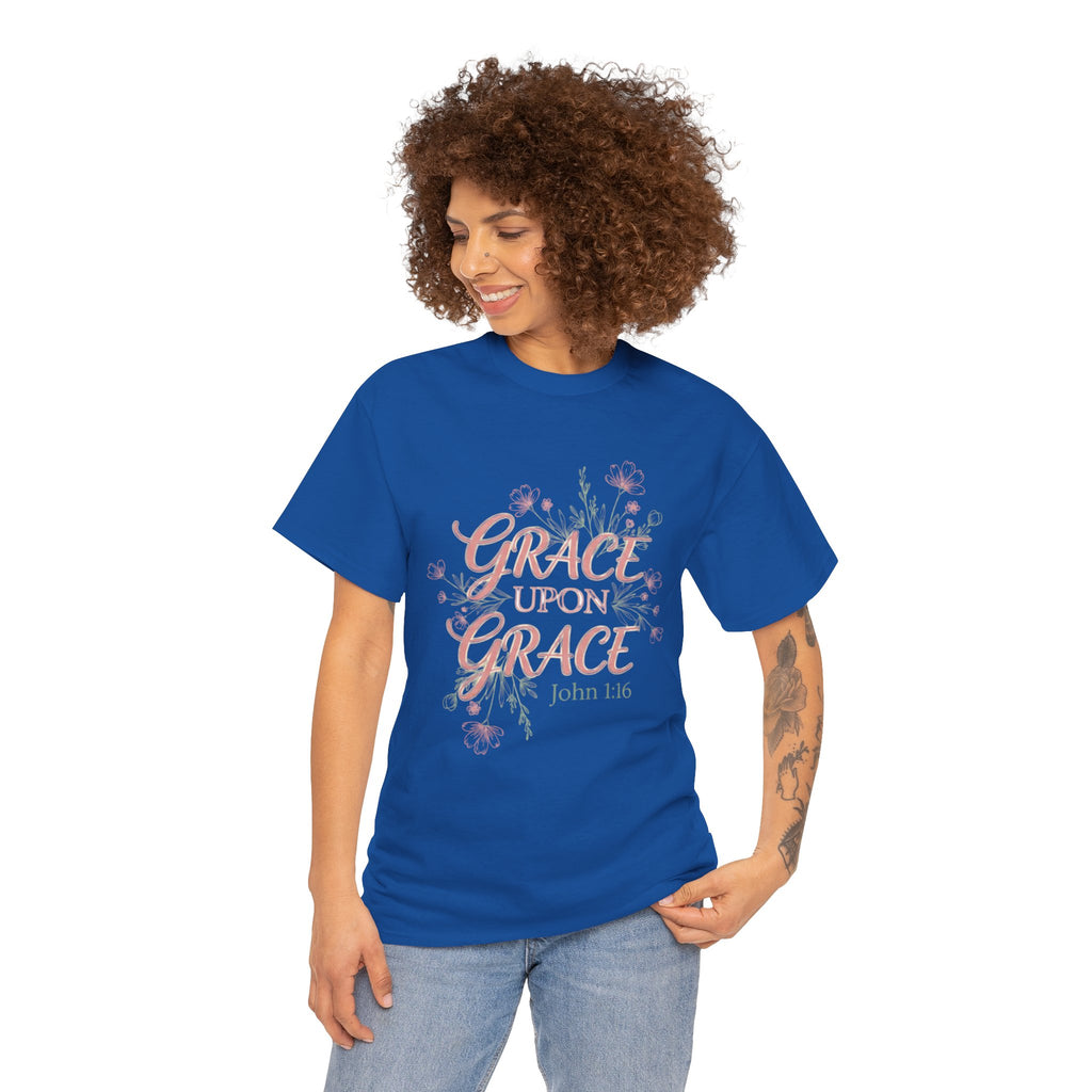 Grace Upon Grace Tee — John 1:16 Floral Christian T-Shirt