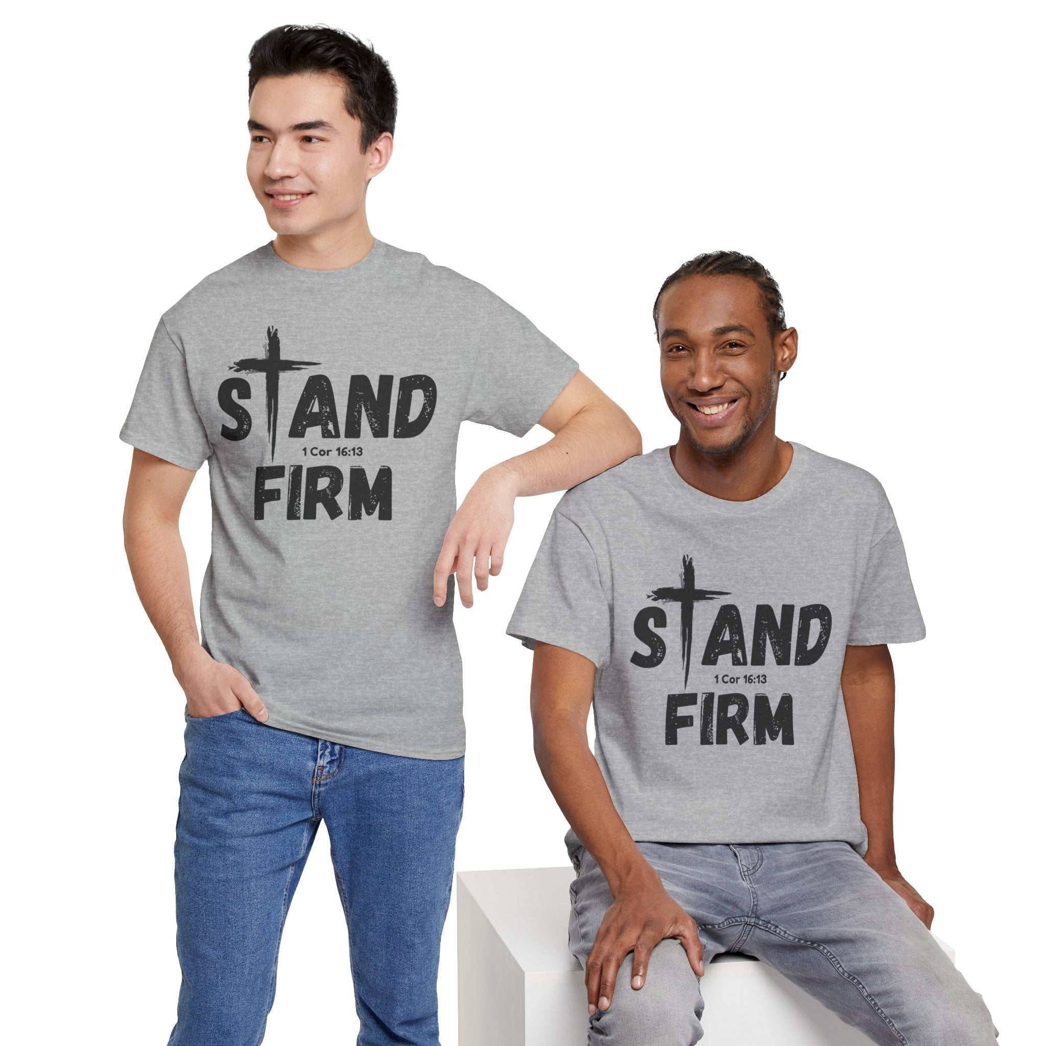 Stand Firm T-Shirt — Christian Faith Tee with Cross & 1 Cor 16:13 Inspirational Design