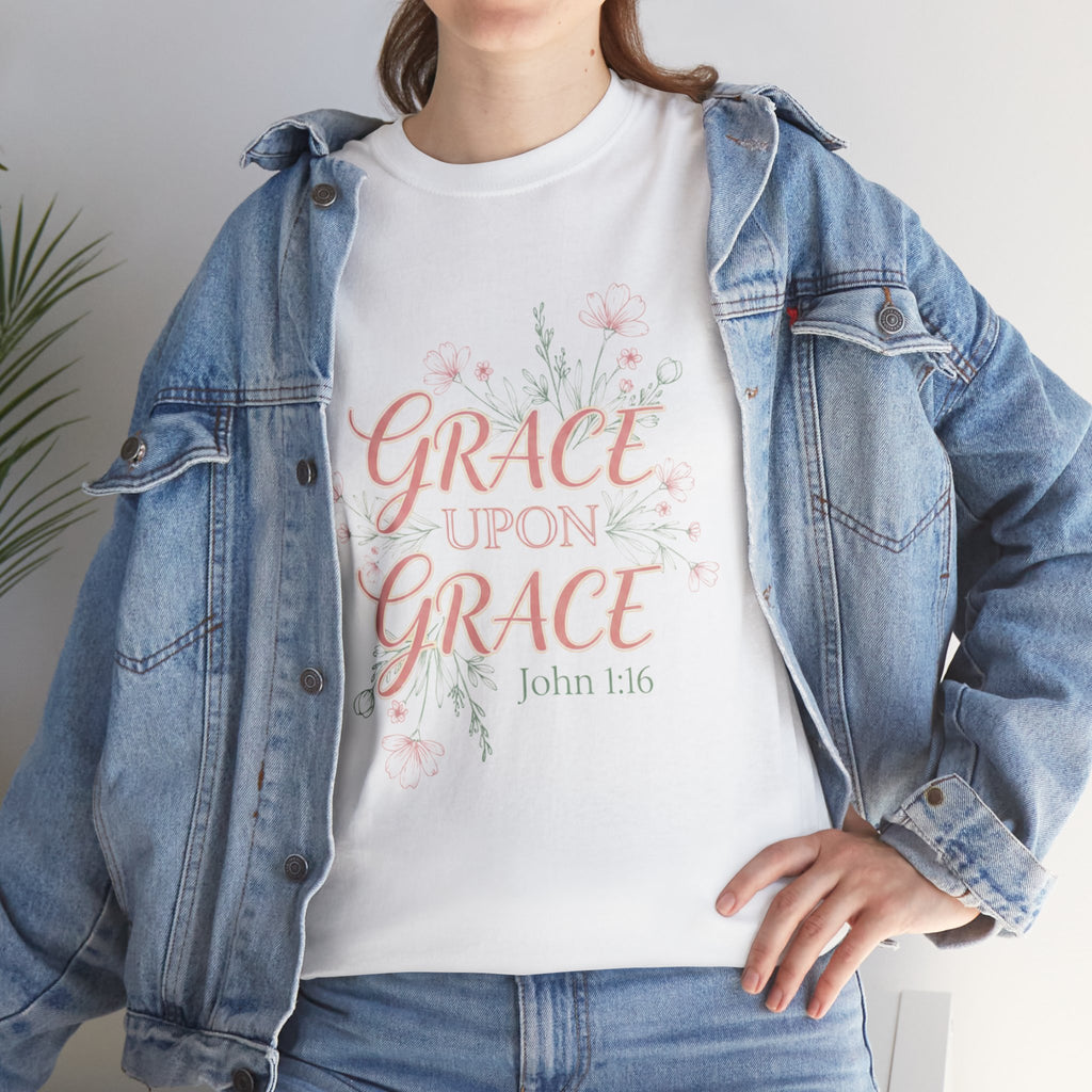 Grace Upon Grace Tee — John 1:16 Floral Christian T-Shirt