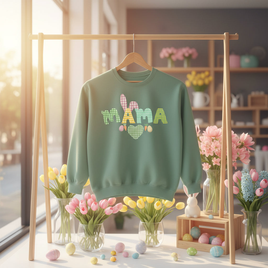 Comfort Colors - Mama Bunny Sweatshirt — Easter Plaid Mom Pullover