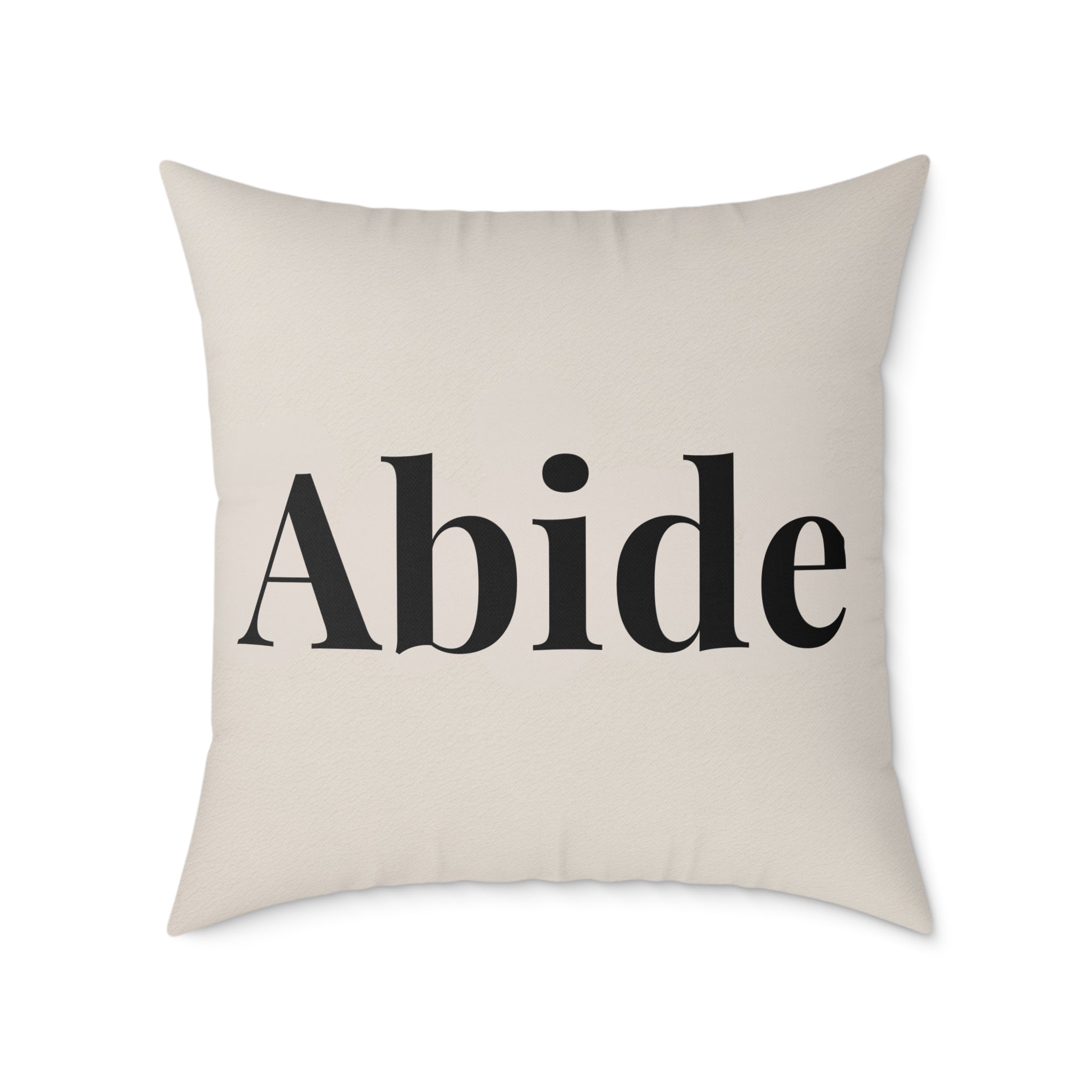 Abide Decorative Pillow — Minimalist Faith Inspired Canvas Throw Pillow with Typographic Text