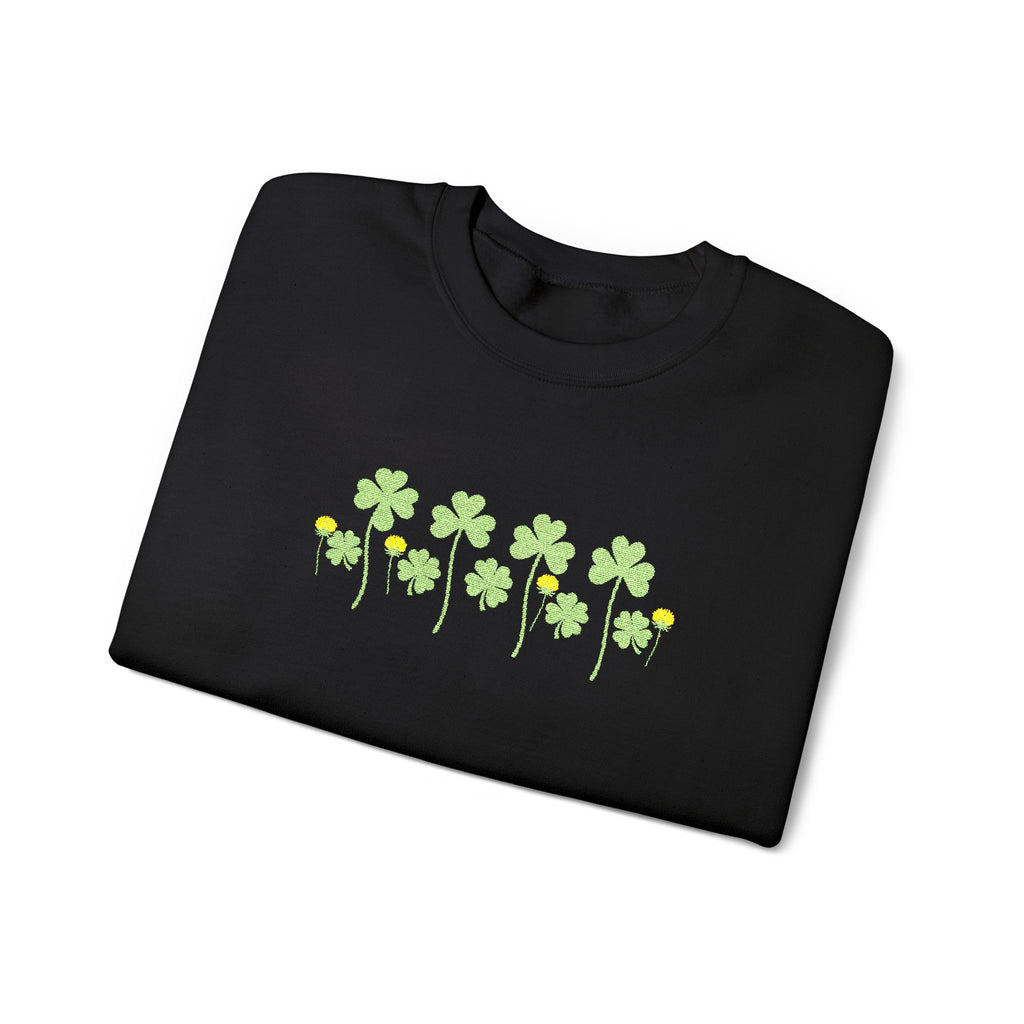 Embroidered St. Patrick's Day Shamrock Row Crewneck Sweatshirt
