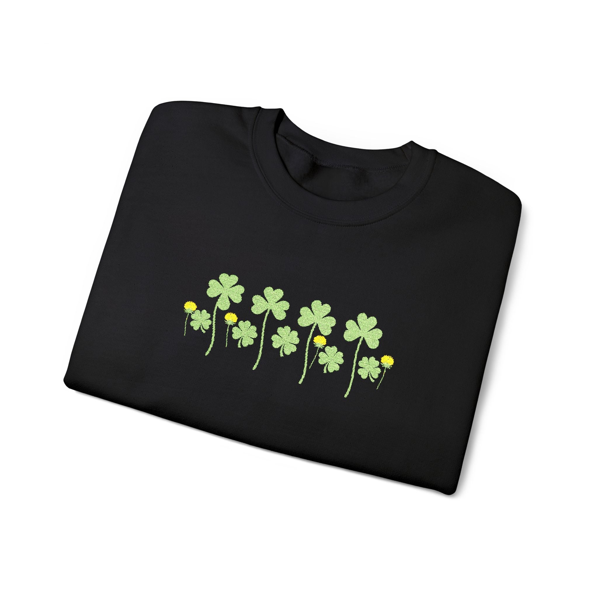 Embroidered St. Patrick's Day Shamrock Row Crewneck Sweatshirt