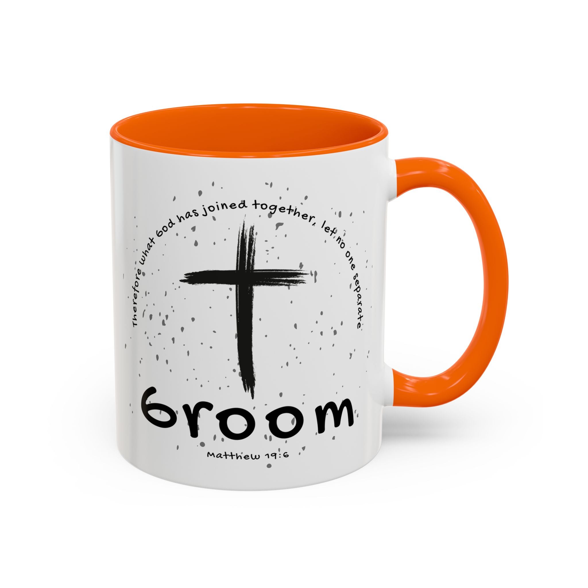 Groom Faith Coffee Mug – Cross & Matthew 19:6 Wedding Gift