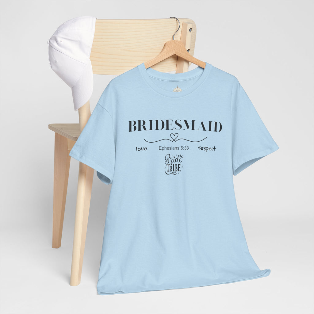 Bridesmaid T-Shirt — Elegant Script Bridal Party Tee (‘Bridesmaid’ with Heart) - Christian