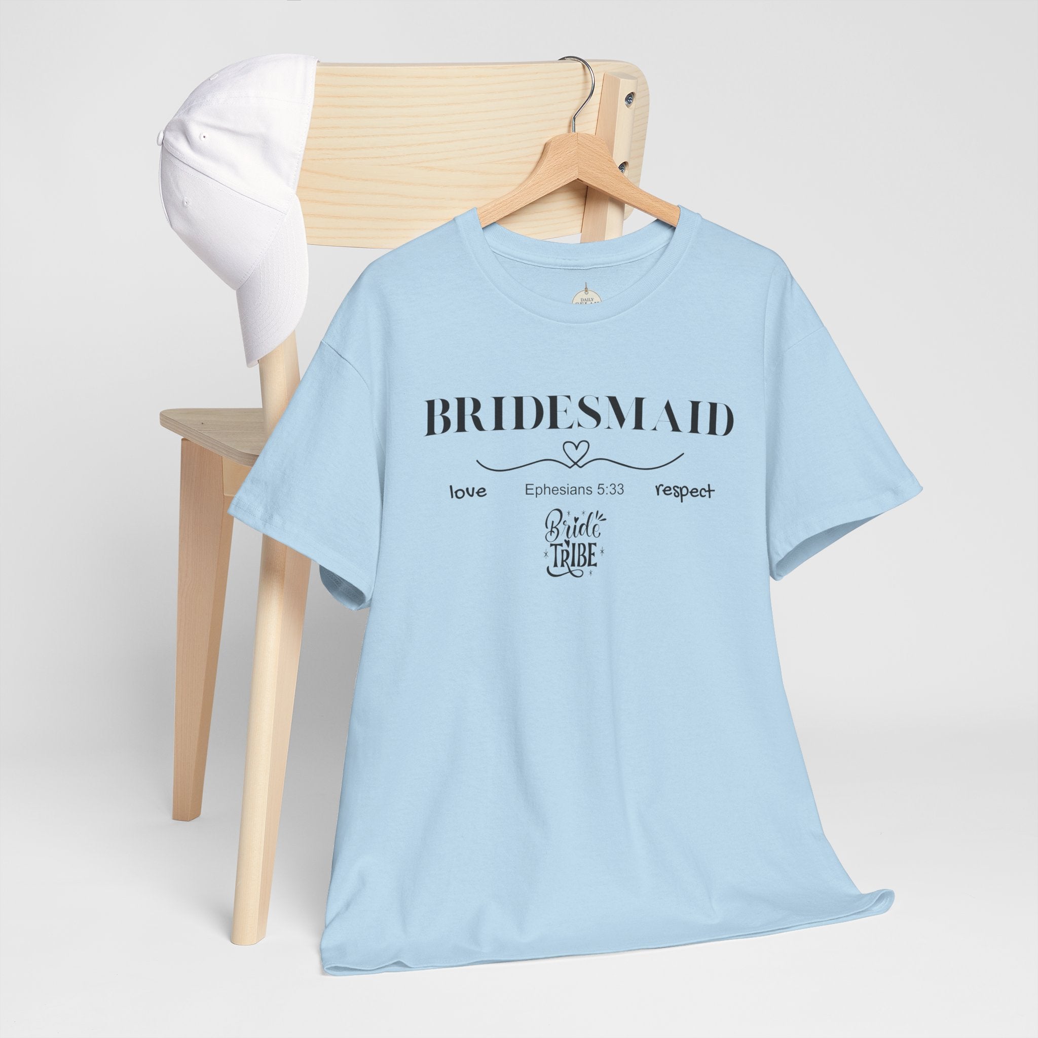 Bridesmaid T-Shirt — Elegant Script Bridal Party Tee (‘Bridesmaid’ with Heart) - Christian