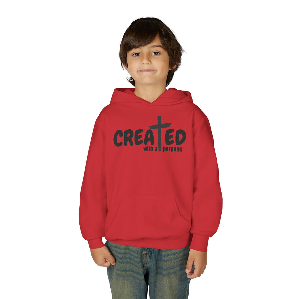 ‘Created With A Purpose’ Youth Hoodie — Christian Faith Kid’s Pullover