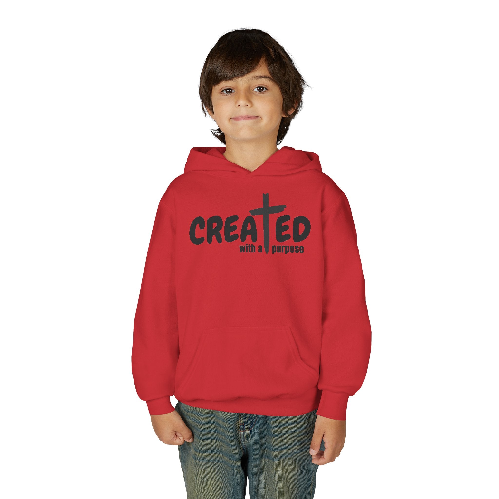 ‘Created With A Purpose’ Youth Hoodie — Christian Faith Kid’s Pullover
