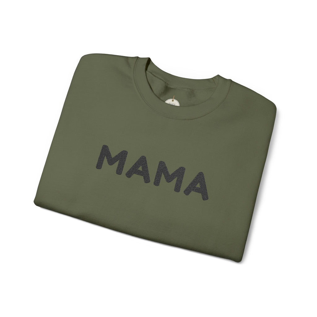 Embroidered - Personalized - Mama Crewneck Sweatshirt — Cozy Mother's Day Pullover with Heart Sleeve Detail