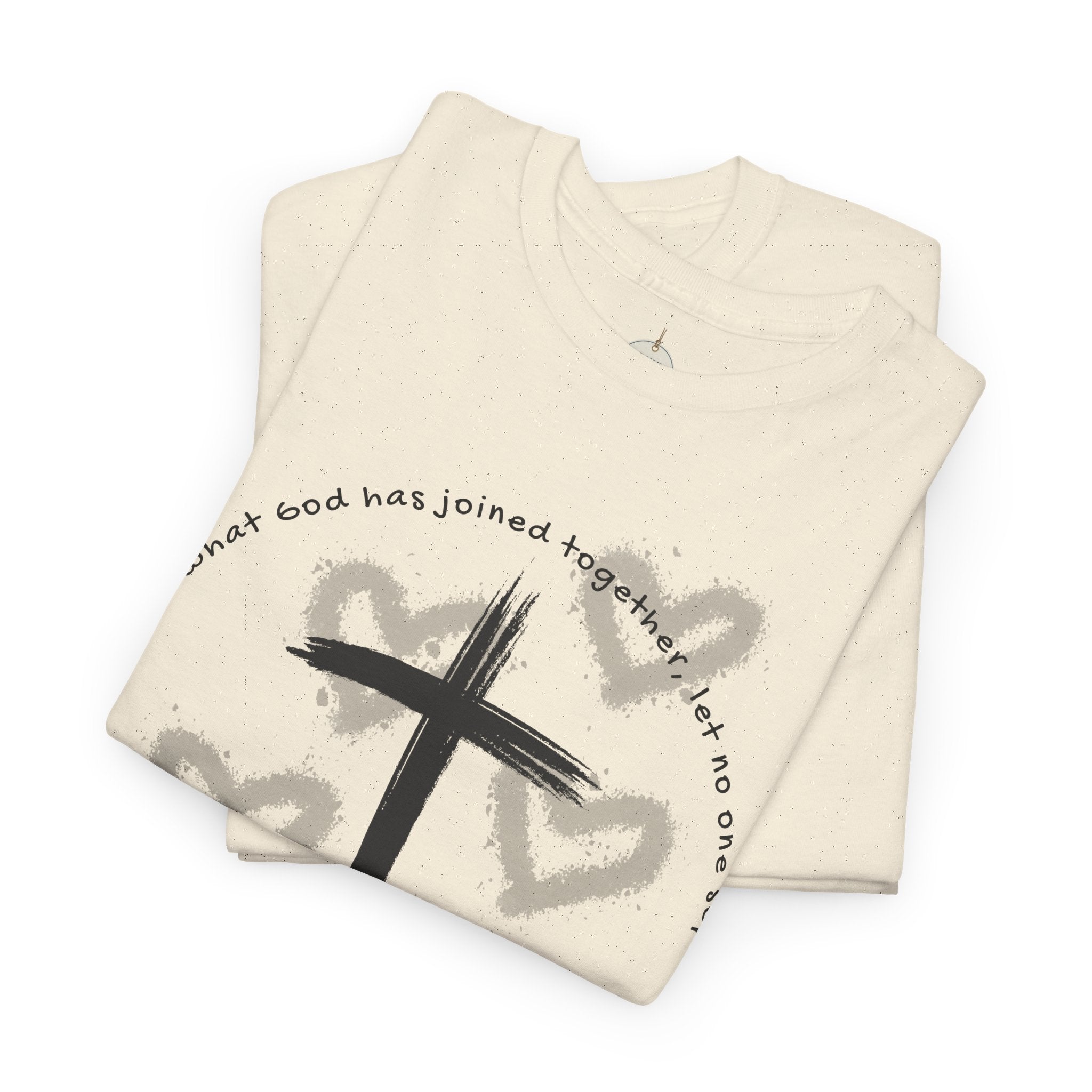 Bride T-Shirt — Christian Cross & Hearts Bridal Faith Tee - Christian - Matthew 19:6