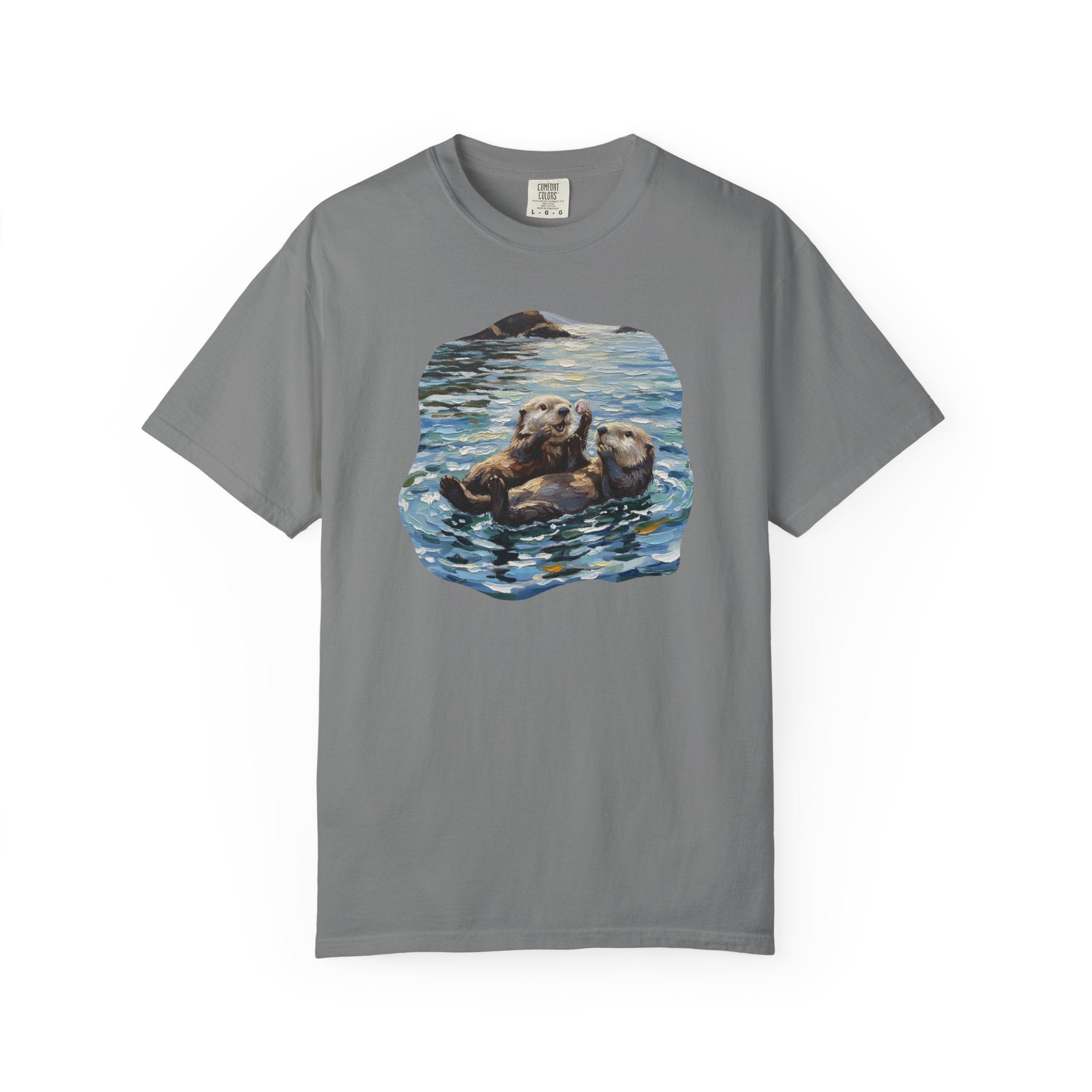 Otter Floating Art T-Shirt — Cute Sea Otter Graphic Tee