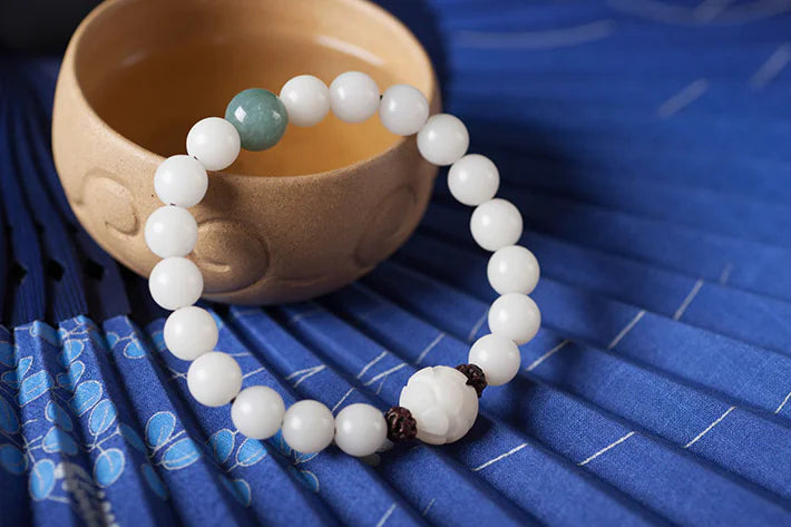 Natural White Jade Bodhi Bead Bracelet for Women
