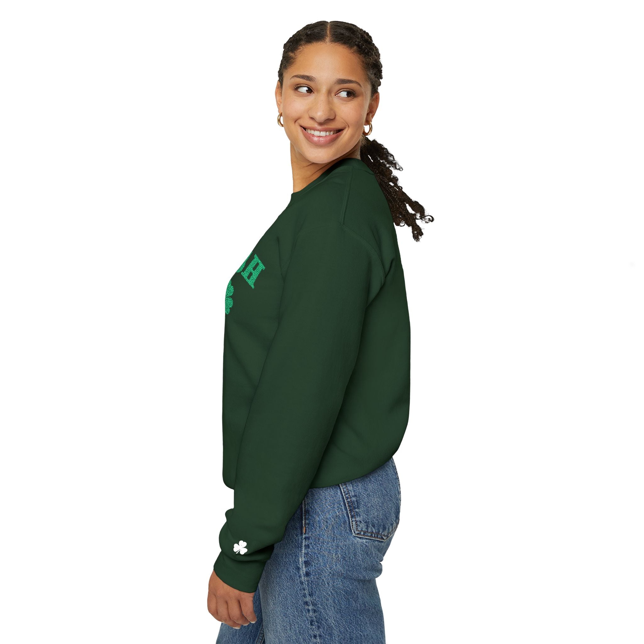 Embroidered Irish with Shamrock Crewneck Sweatshirt - Wrist Shamrock