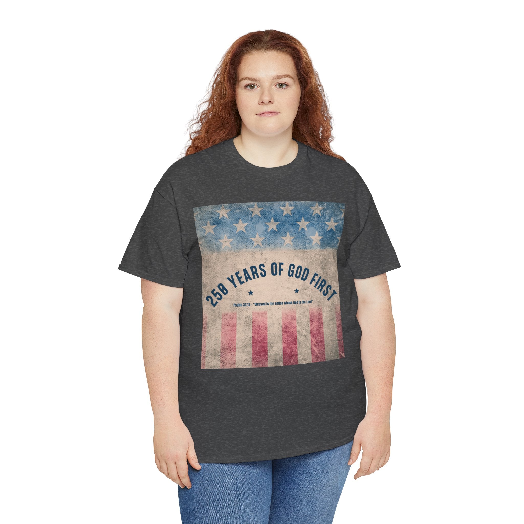God First 250 Years Vintage American Flag  and Patriotic T-Shirt